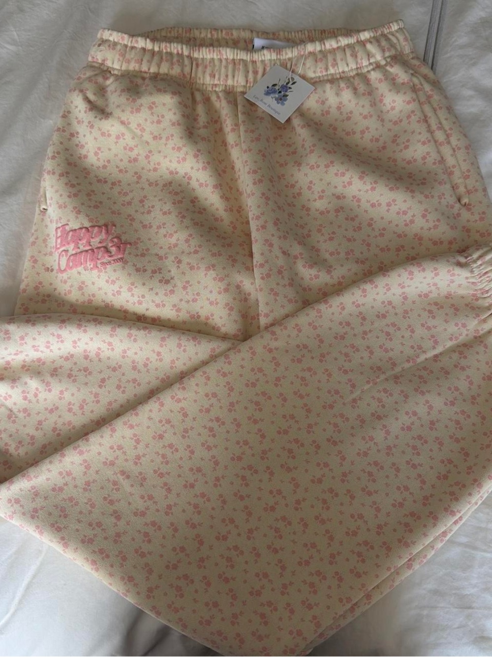 Happy Camp3r Floral Cream & Pink Cozy Joggers